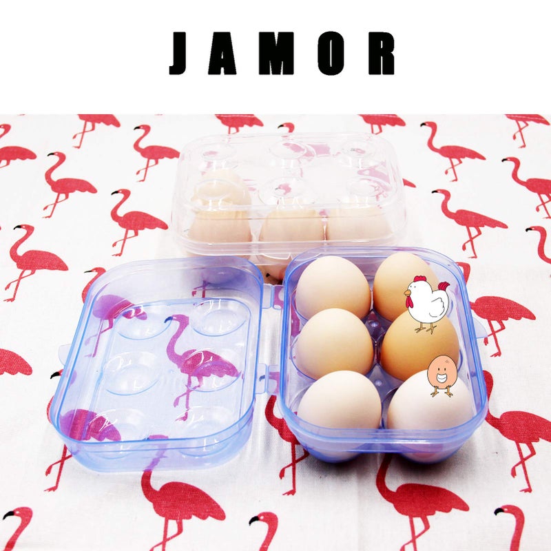 JAMOR 6 Grid Egg Storage Box Refrigerator Crisper Egg Protection Box Portable Egg Carriage Container For Camping Picnic Essential (White) - Image 5